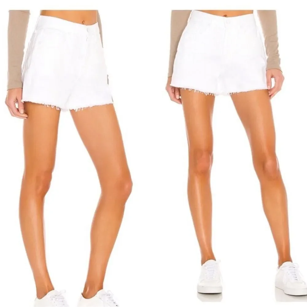 7 For All Mankind Monroe Revolve Cut Off Raw Hem Shorts Clean White- Size 25